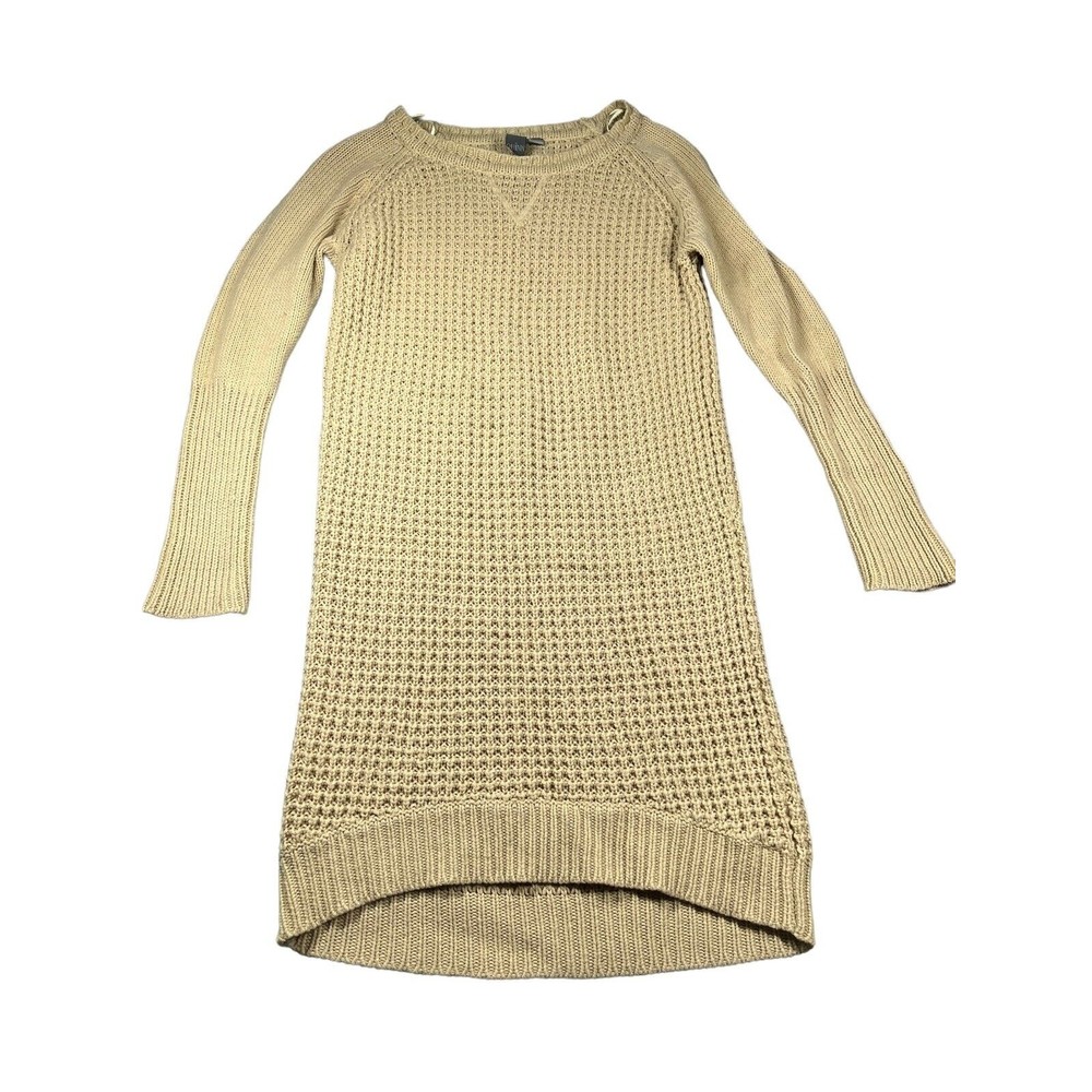 Quinn‎ Textured Tan Knit Sweater Dress Womens SZ S
